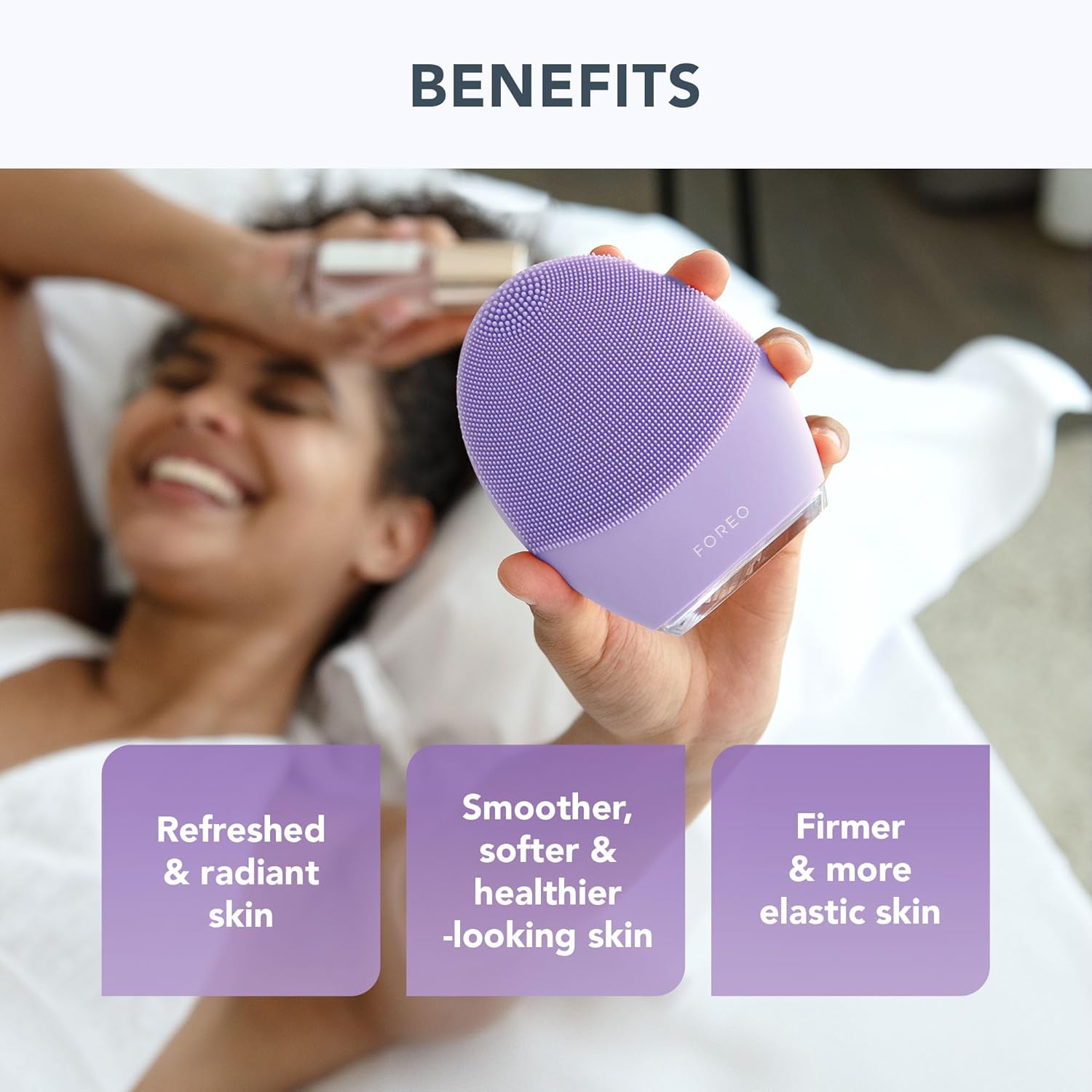 FOREO LUNA 4 Sensitive Bundle – Facial Brush for Sensitive Skin, 3.4 oz Cleanser