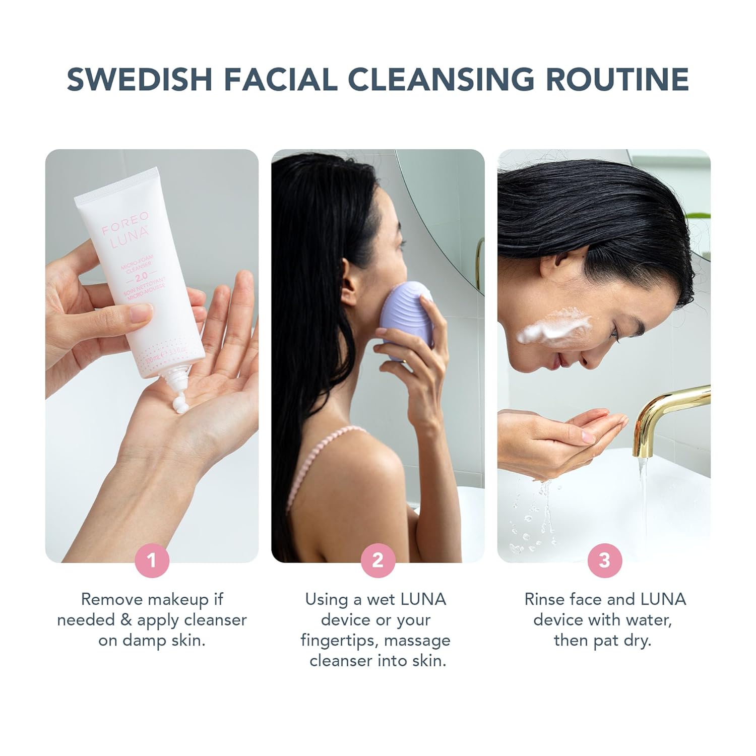FOREO LUNA 4 Sensitive Bundle – Facial Brush for Sensitive Skin, 3.4 oz Cleanser